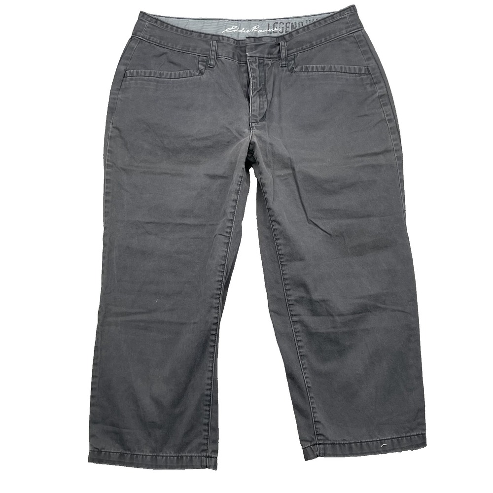 Eddie Bauer Capri Pants Women 8 Gray Baggy Gorpcore Hike Academia Y2k Preppy 90s